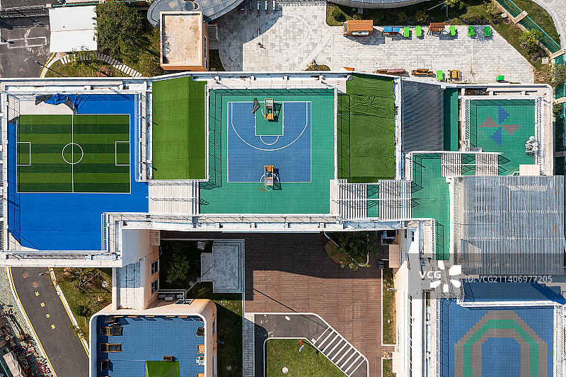 航拍学校鸟瞰图图片素材