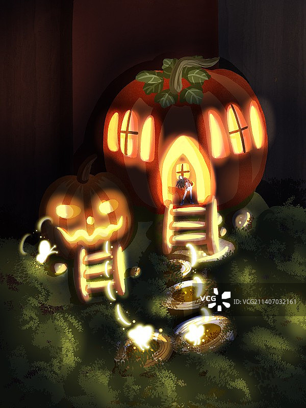 万圣节限定森林南瓜派对图片素材