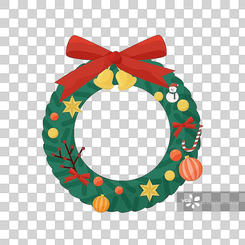 圣诞节花环扁平插画元素图片素材