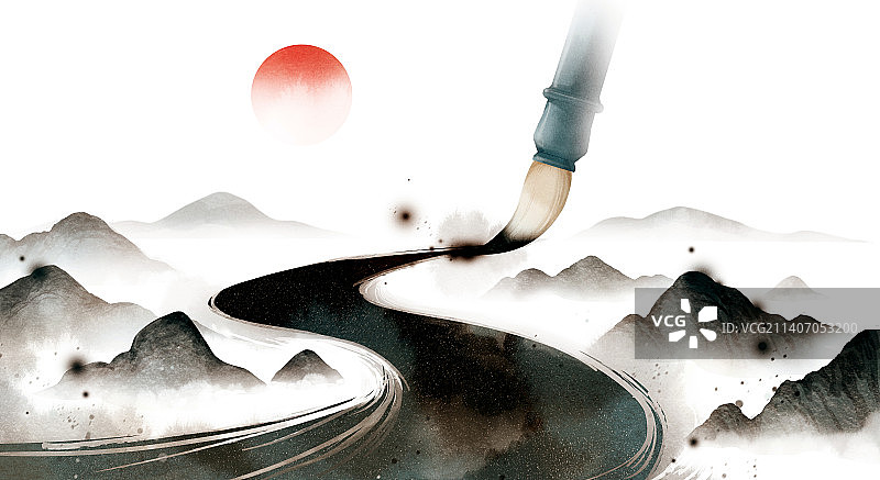 水墨，插画，背景图片素材