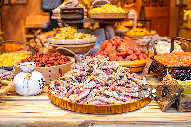 蜜饯水果干店的果脯图片素材