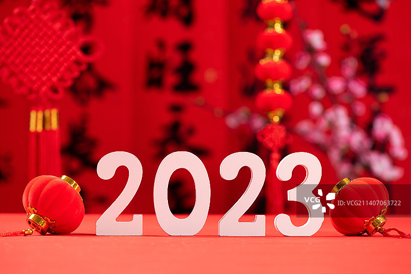 2023新年春节过年红色背景图片素材