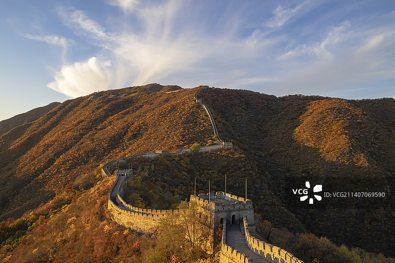 夕阳下的慕田峪长城图片素材