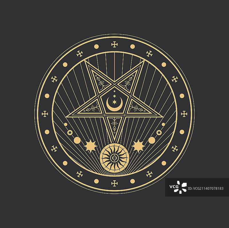 五角星深奥魔法圈塔罗牌图片素材