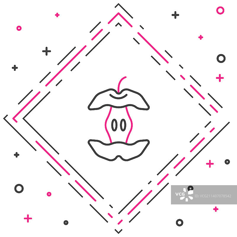 白色背景上的苹果核线条图标图片素材