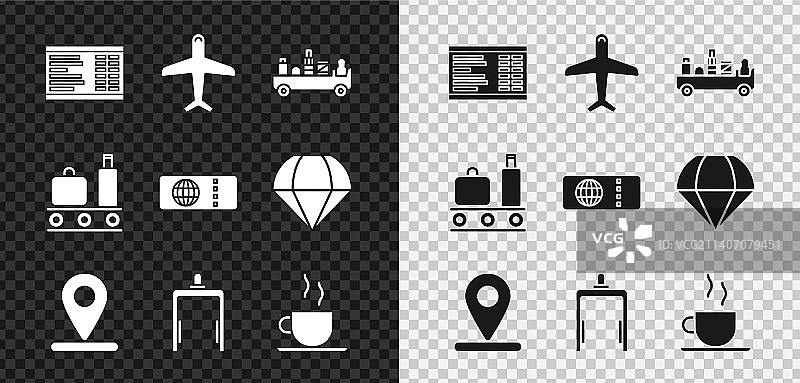 机场指示牌、飞机与行李车合集图片素材