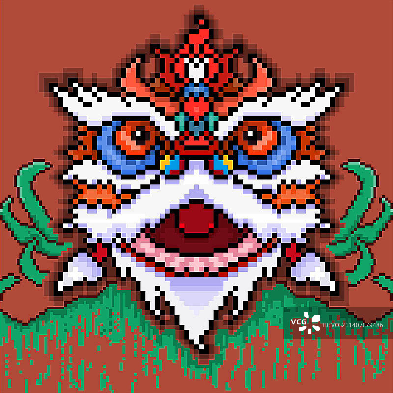 像素风醒狮头像图片素材