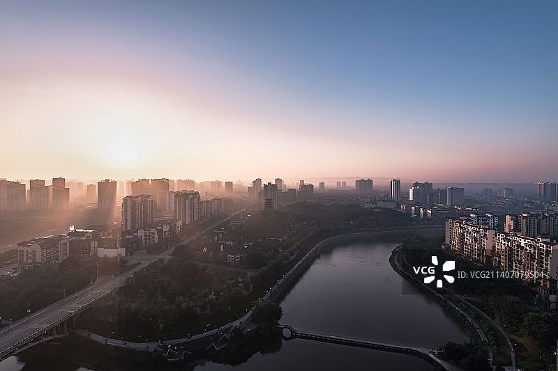 重庆市荣昌区城区濑溪河之朝霞图片素材