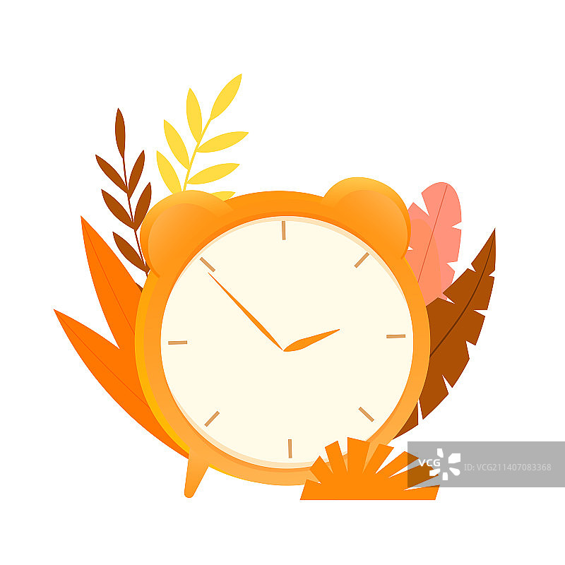 闹钟和植物矢量插画素材图片素材