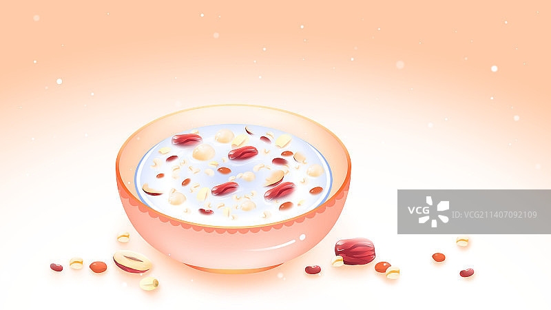 腊八粥——唯美卡通手绘美食系列插画图片素材
