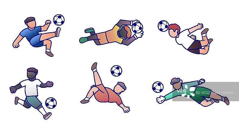 足球运动员踢球矢量元素图片素材