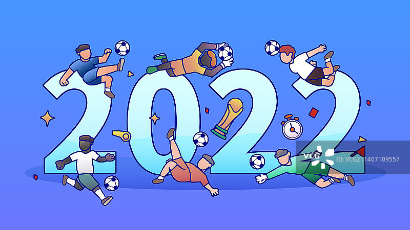 2022足球世界杯插画图片素材