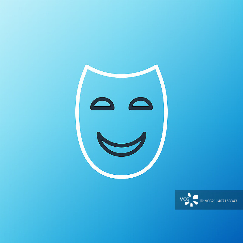 蓝色背景上的戏剧面具线条图片素材
