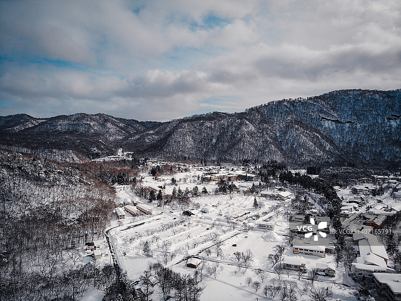 日本青森县十和田湖航拍图片素材