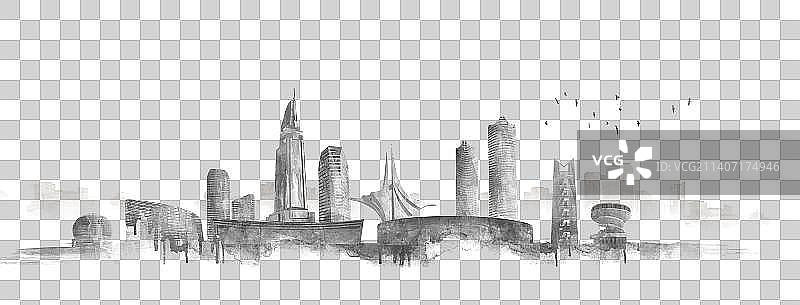 南昌地标建筑插画图片素材