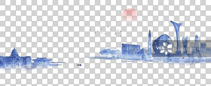 沈阳城市建筑插画图片素材