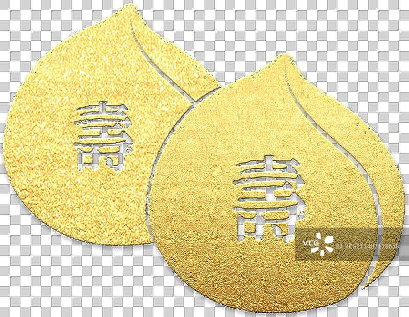 兔年新年元素金箔寿桃图片素材