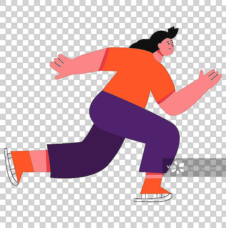 扁平人物插画运动滑冰的年轻女性图片素材