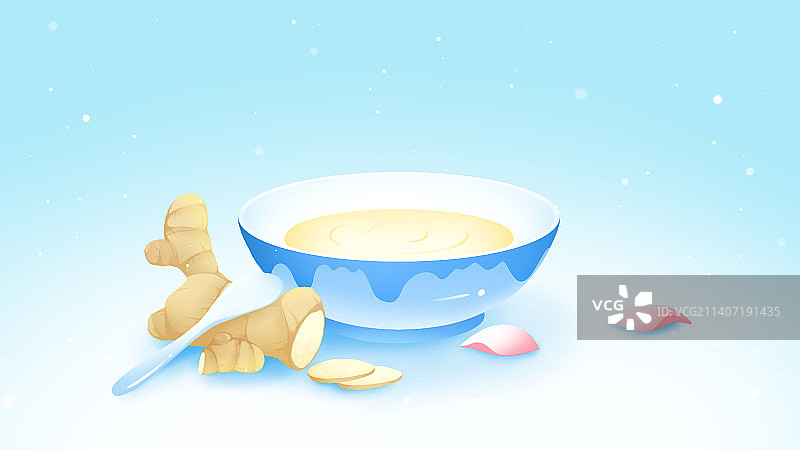 姜撞奶——唯美卡通手绘美食系列插画图片素材