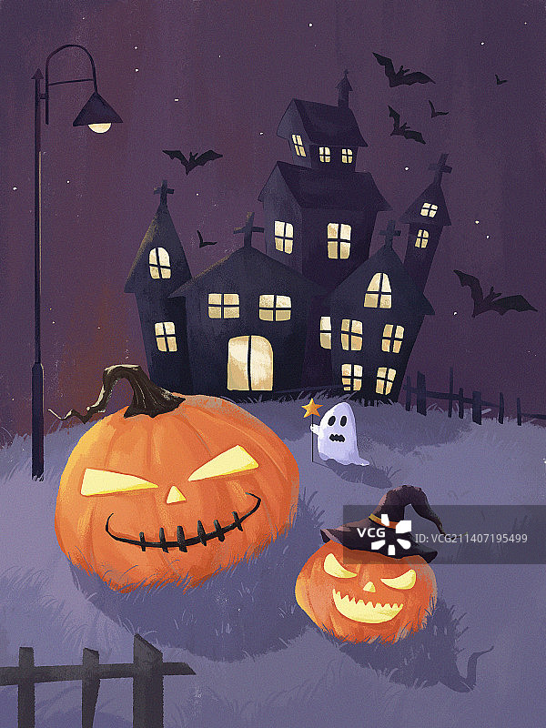 原创手绘插画万圣节图片素材