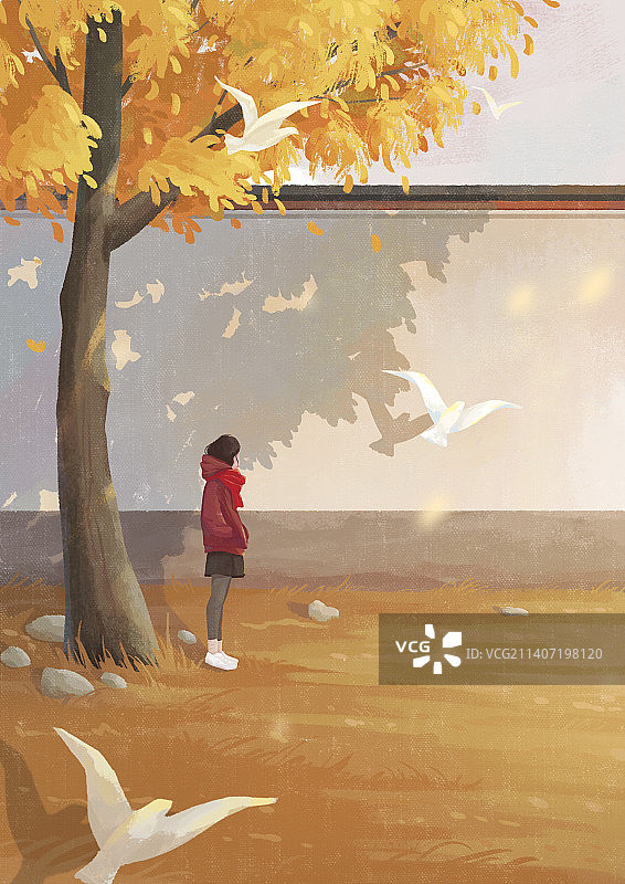 原创手绘插画节日节气 秋天图片素材