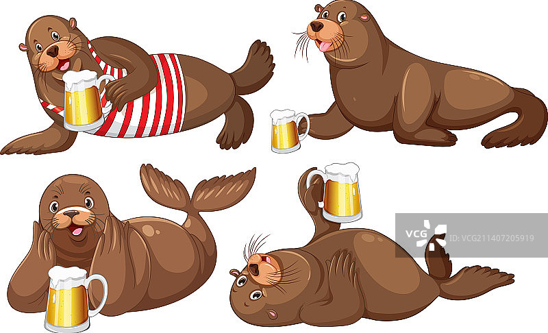 各种卡通海狮角色合集图片素材