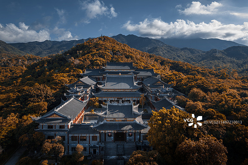 深圳大鹏东山寺航拍全景图片素材