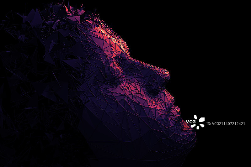 在黑色背景下透过发光的看到的人的特写镜头图片素材