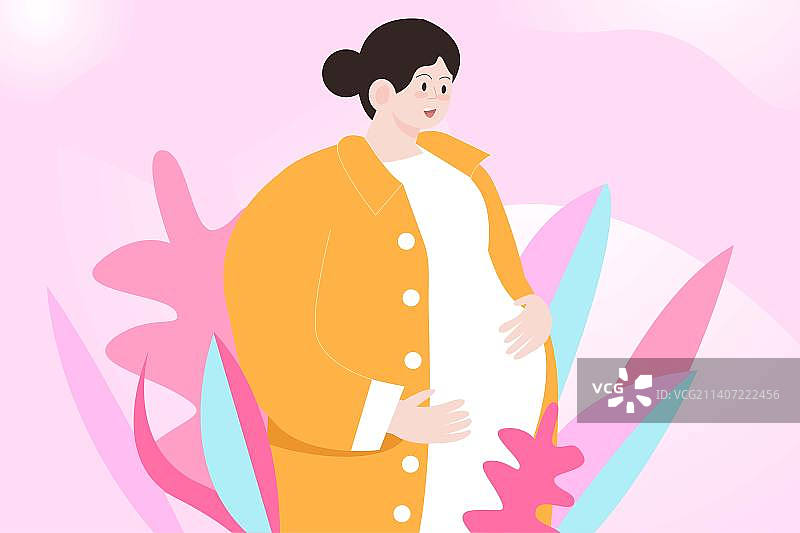 卡通节日节气怀孕母婴胎儿生命健康民生保险保障医生医院健康运动锻炼电商广告设计素材扁平矢量插画图片素材