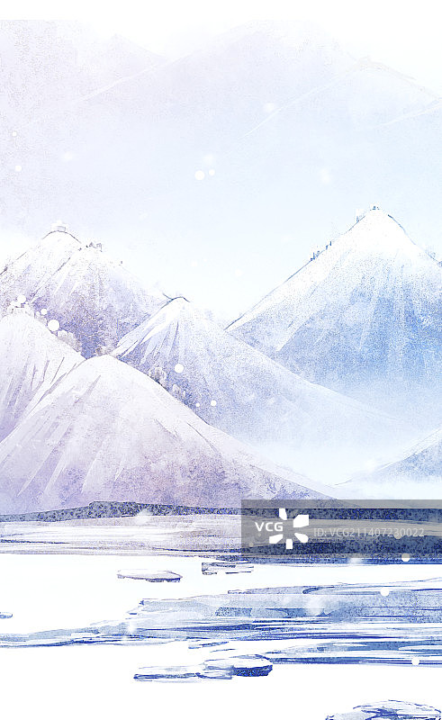 唯美淡彩冬季插画图片素材