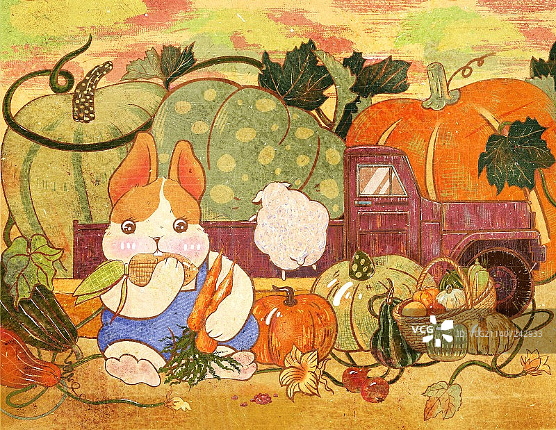 胖兔的秋天图片素材