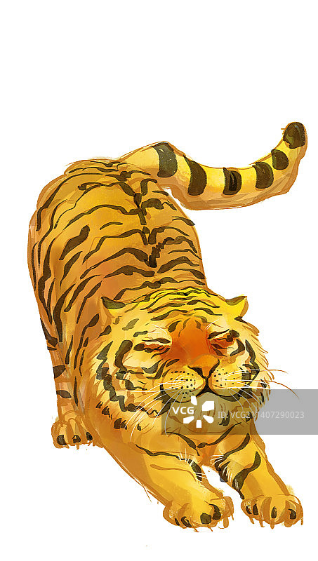 神气十足伸懒腰的大老虎，虎虎生威图片素材