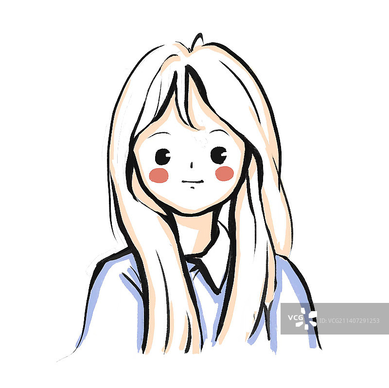 卡通可爱女生简笔画图片素材