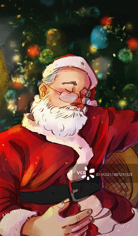 打瞌睡的圣诞老人图片素材
