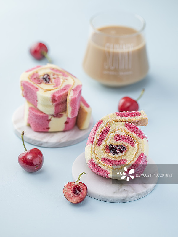 樱桃瑞士卷图片素材