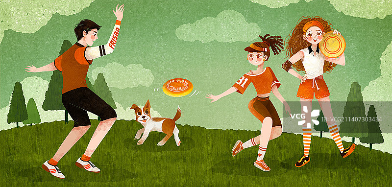 一起玩飞盘图片素材