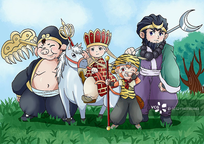 Q版西游记-师徒图片素材