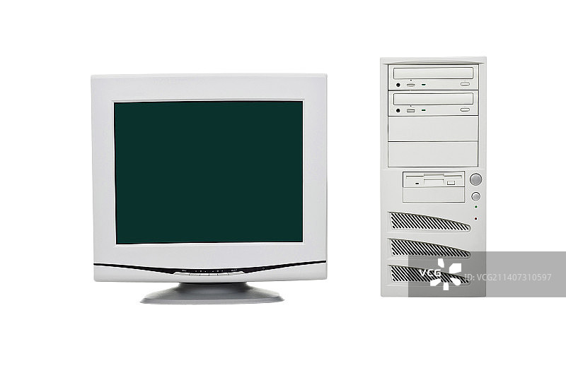 白色背景上的电脑显示器特写（波兰）图片素材