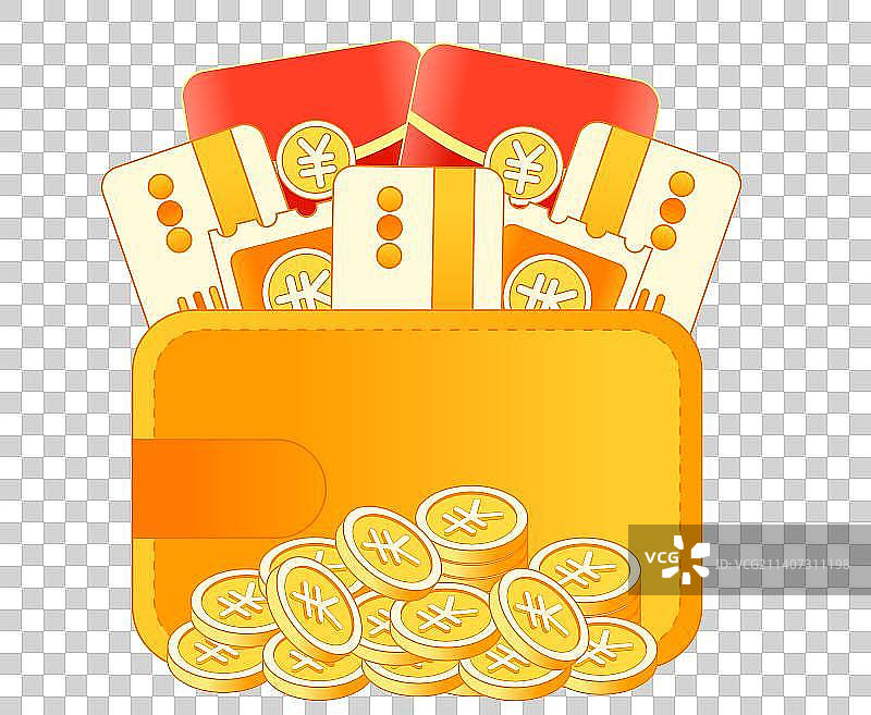 购物狂欢双十一，双十二，年货节，春节，618，红包金币钱包银行卡优惠券矢量插画图片素材