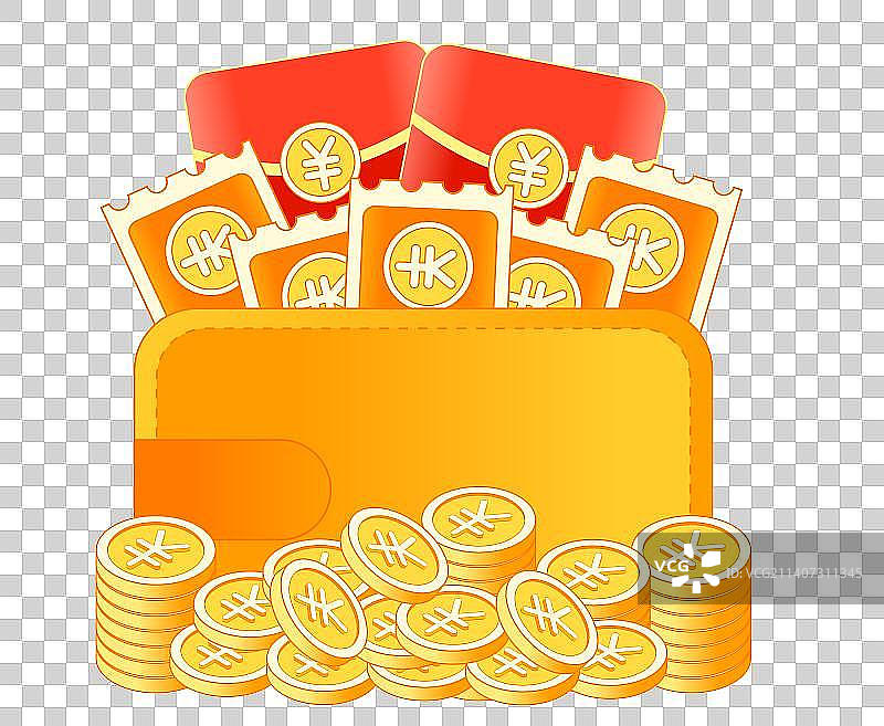 购物狂欢双十一，双十二，年货节，春节，618红包优惠券钱包金币矢量插画素材图片素材