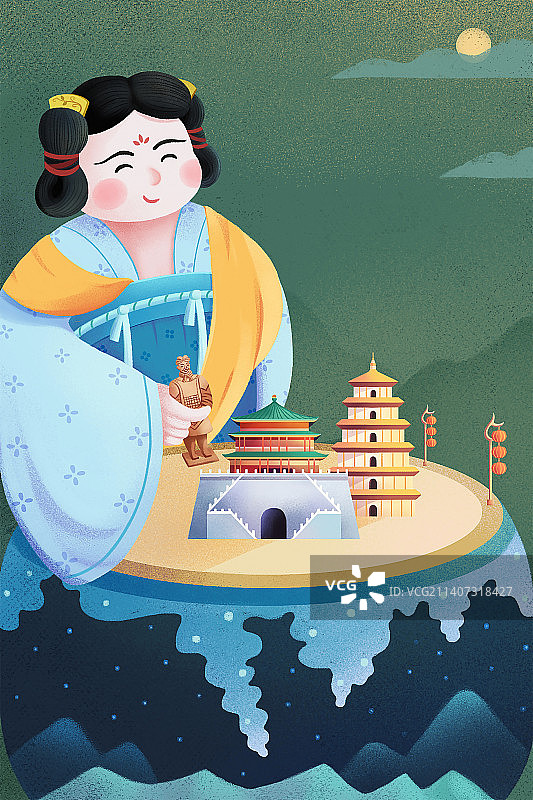 城市插画-西安图片素材