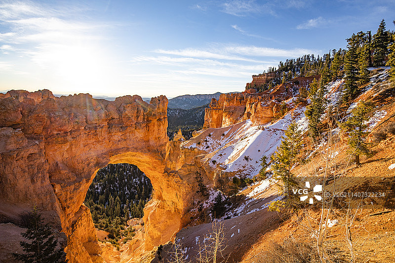 美国犹他州布莱斯峡谷国家公园岩层景观图片素材