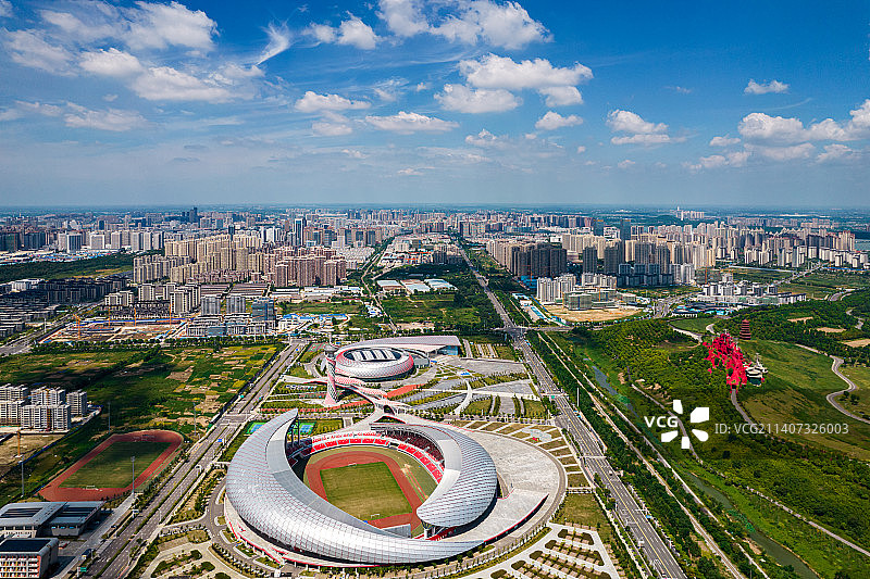 安徽蚌埠奥体中心夏日航拍图片素材
