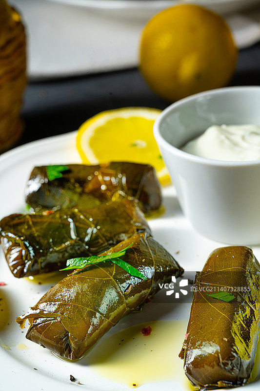 希腊风味酿葡萄叶多尔玛图片素材