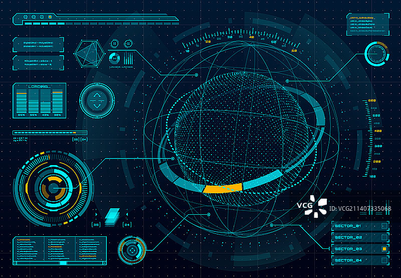 带空间球体的HUD信息图仪表板面板图片素材
