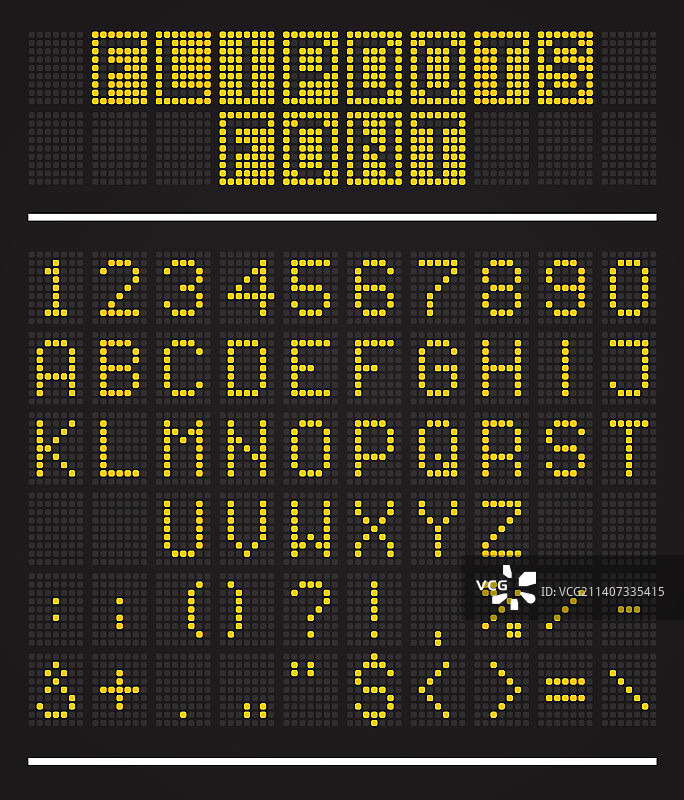 翻转点计分板字体LED点阵显示字母图片素材
