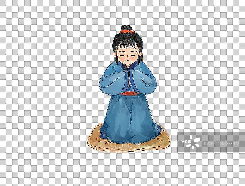 跪坐行礼的古代人图片素材