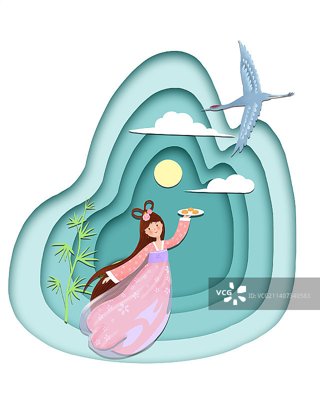 嫦娥奔月图图片素材