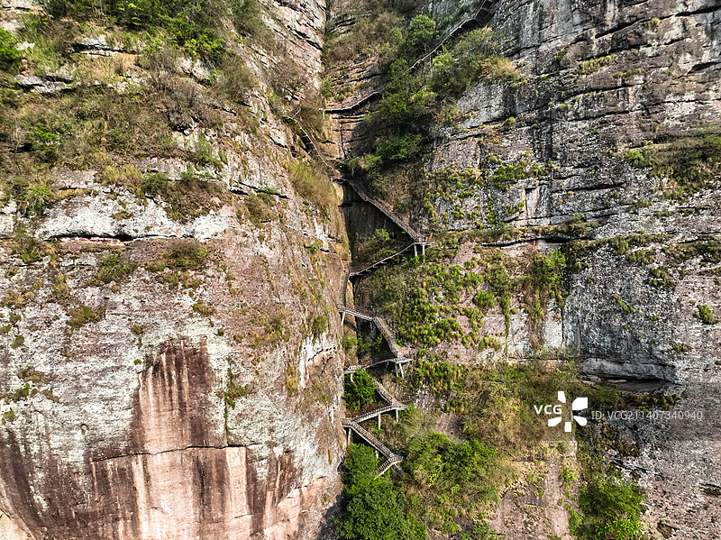 绍兴新昌千丈幽谷风光航拍图片素材