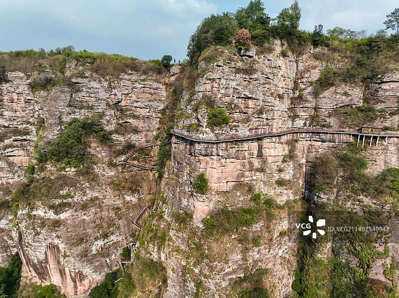 绍兴新昌千丈幽谷风光航拍图片素材